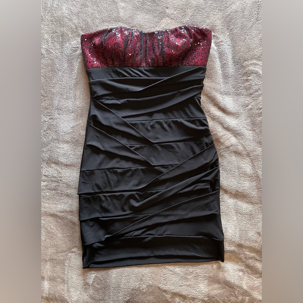 Ruby Rox Strapless Bodycon Layer Mini Black Cockt… - image 6